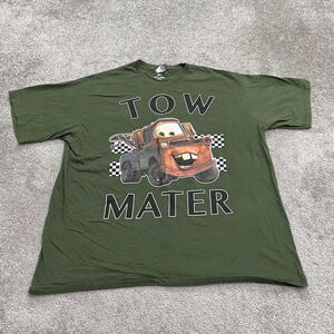 Port & Company x Disney Pixar Cars Tow Mater Graphic T-Shirt Mens 2XL Green Crew